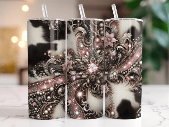20oz Pink Glitter Cow Tumbler Design Review