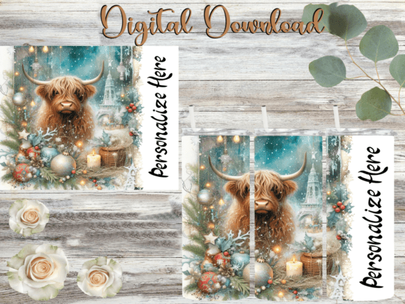 Christmas Highland Cow Personalize