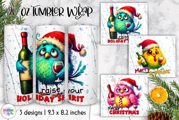 Funny Christmas Birds Tumbler Wrap Print Review
