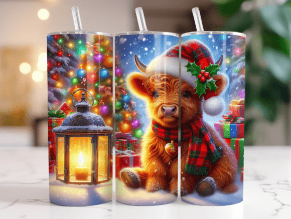 Highland Cow Christmas Wrap PNG Tumber Review