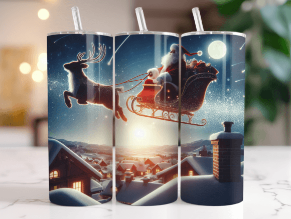 Moonlit Santa Sleigh Tumbler Wrap Design Review