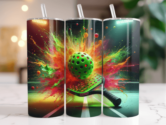 Pickleball 20oz Tumbler Wrap Design PNG Review