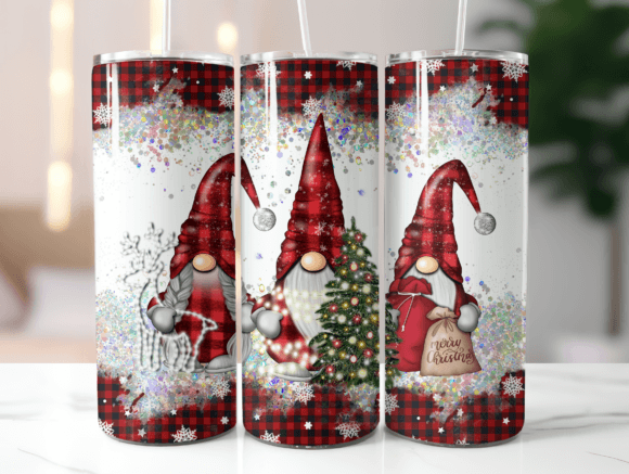 Red Plaid Christmas Gnome Tumbler Wrap Design Review